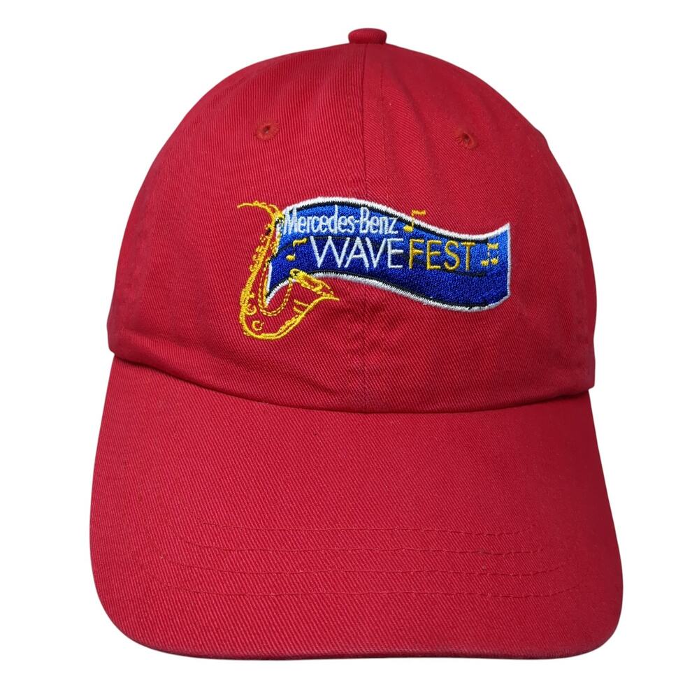 Mercedes Benz Wave Fest Strapback Baseball Hat Red One Size Embroidered